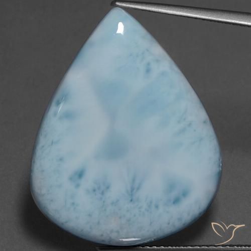 Larimar turquesa natural 27,41ct, formato de pêra, opaco