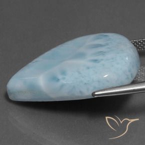Larimar turquesa natural 27,41ct, formato de pêra, opaco