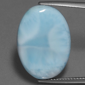 Larimar azul natural 17,21ct, corte oval, opaco