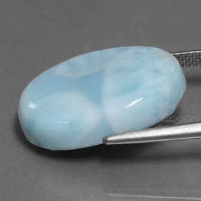 Larimar azul natural 17,21ct, corte oval, opaco