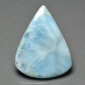 Larimar azul esverdeado claro natural 46,95ct, formato de pêra, opaco