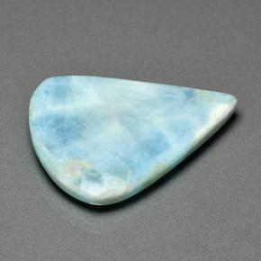 Larimar azul esverdeado claro natural 46,95ct, formato de pêra, opaco