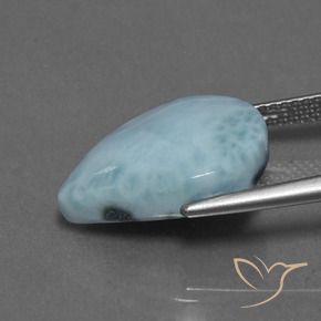 Larimar Azul claro Natural 7.69ct, Formato de pêra, Opaco