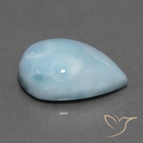 Larimar Bebê azul Natural 16.87ct, Formato de pêra, Opaco