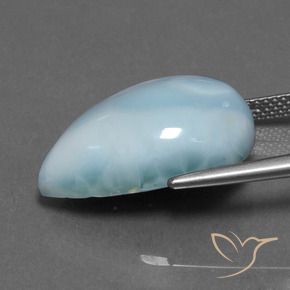 Larimar Bebê azul Natural 16.87ct, Formato de pêra, Opaco