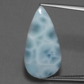 Larimar azul natural 9,56ct, formato de pêra, opaco