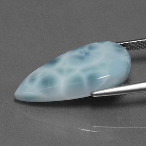 Larimar azul natural 9,56ct, formato de pêra, opaco
