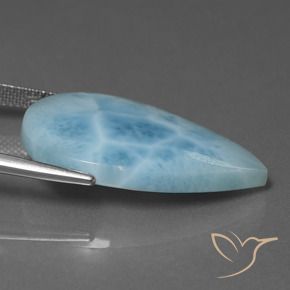 Larimar Aqua Blue Natural 18.24ct, Formato de pêra, Opaco
