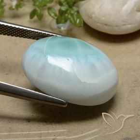 Larimar Azul claro verde Natural 18.93ct, oval, Opaco