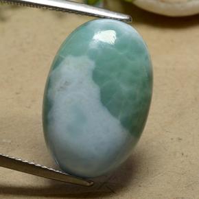Larimar verde natural 16,78ct, corte oval, opaco
