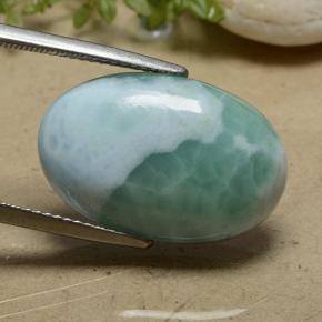 Larimar verde natural 16,78ct, corte oval, opaco
