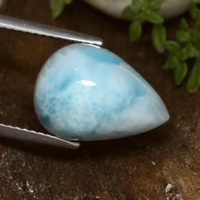 Larimar Azul esverdeado Natural 6.89ct, Formato de pêra, Opaco