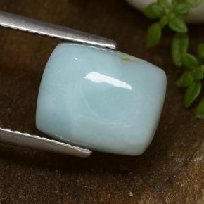 Larimar azul natural 4,46ct, almofada cortada, opaco