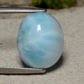 Larimar azul natural 8,81ct, corte oval, opaco
