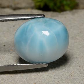Larimar azul natural 8,81ct, corte oval, opaco