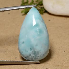 Larimar azul natural 22,75ct, formato de pêra, opaco