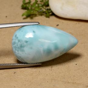 Larimar azul natural 22,75ct, formato de pêra, opaco