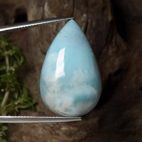 Larimar azul natural 27,48ct, formato de pêra, opaco