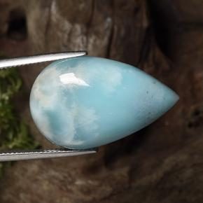 Larimar azul natural 27,48ct, formato de pêra, opaco