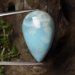 Larimar azul natural 27,48ct, formato de pêra, opaco