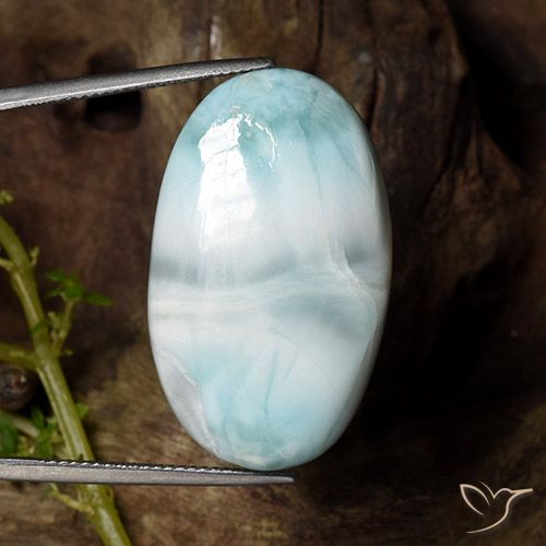 Larimar turquesa natural 36,48ct, corte oval, opaco