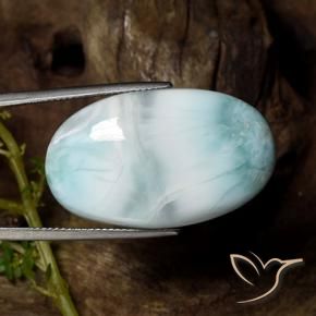Larimar turquesa natural 36,48ct, corte oval, opaco