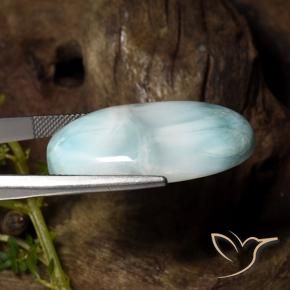 Larimar turquesa natural 36,48ct, corte oval, opaco