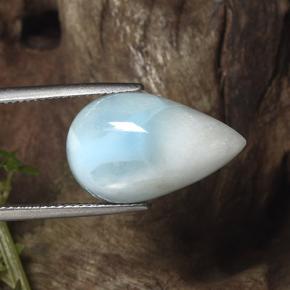Larimar azul natural 13,07ct, formato de pêra, opaco