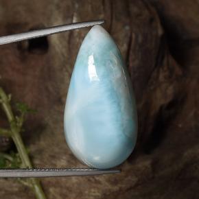 Larimar Azul esverdeado Natural 31.43ct, Formato de pêra, Opaco