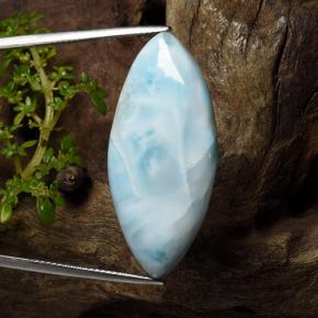Larimar azul natural 29,71ct, marquise, opaco