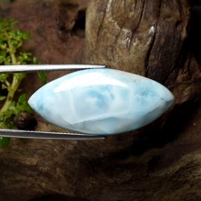 Larimar azul natural 29,71ct, marquise, opaco