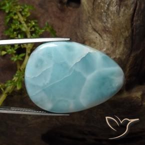 Larimar azul natural 43,22ct, formato de pêra, opaco