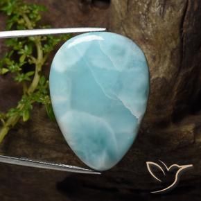 Larimar azul natural 43,22ct, formato de pêra, opaco