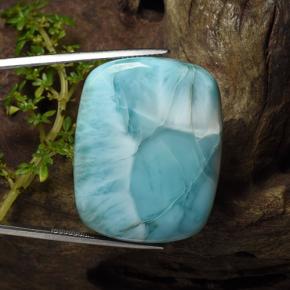 Larimar azul natural 60,78ct, almofada cortada, opaco