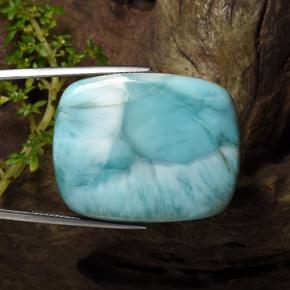 Larimar azul natural 60,78ct, almofada cortada, opaco