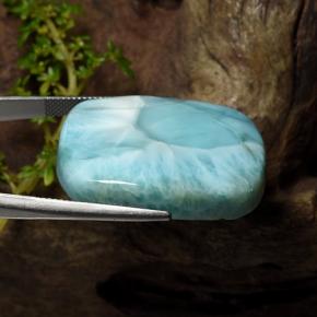 Larimar azul natural 60,78ct, almofada cortada, opaco