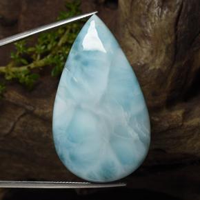 Larimar azul natural 84,80ct, formato de pêra, opaco