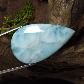 Larimar azul natural 84,80ct, formato de pêra, opaco