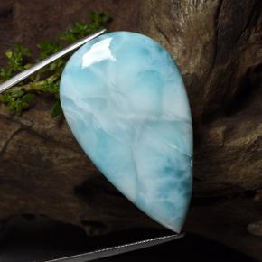 Larimar azul natural 84,80ct, formato de pêra, opaco