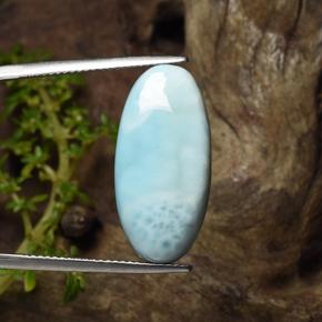 Larimar azul natural 15,43ct, corte oval, opaco