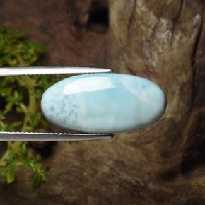 Larimar azul natural 15,43ct, corte oval, opaco