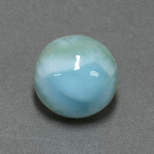 Larimar azul natural 6,90ct, corte redondo, opaco