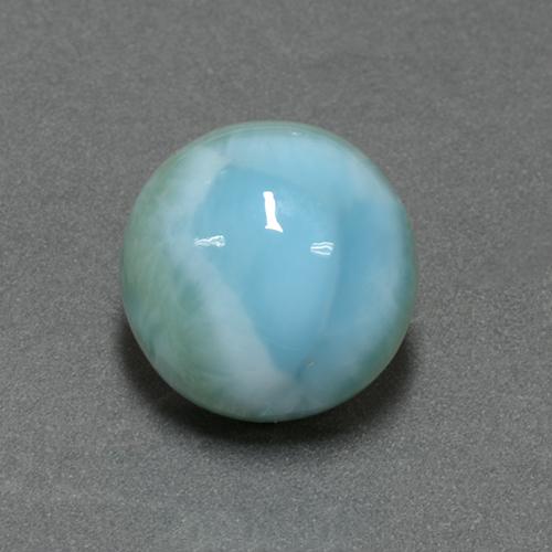 Larimar azul natural 6,90ct, corte redondo, opaco