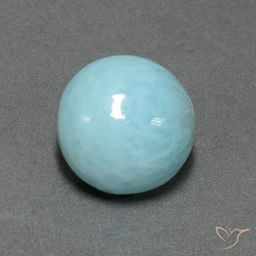 Larimar Azul Esverdeado Claro Natural 5.96ct, Redondo, Opaco