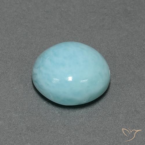 Larimar Azul Esverdeado Claro Natural 5.96ct, Redondo, Opaco