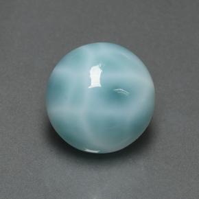 Larimar Azul Esverdeado Claro Natural 6.91ct, Corte Redondo, Opaco