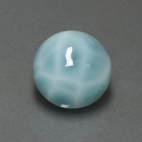 Larimar Azul Esverdeado Claro Natural 6.91ct, Corte Redondo, Opaco