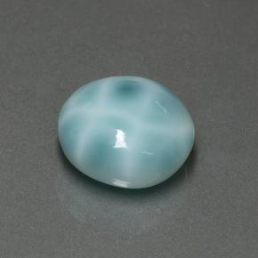 Larimar Azul Esverdeado Claro Natural 6.91ct, Corte Redondo, Opaco
