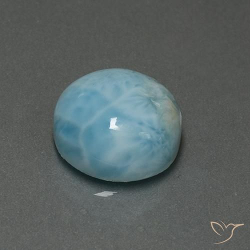 Larimar Azul claro Natural 6.73ct, Redondo, Opaco