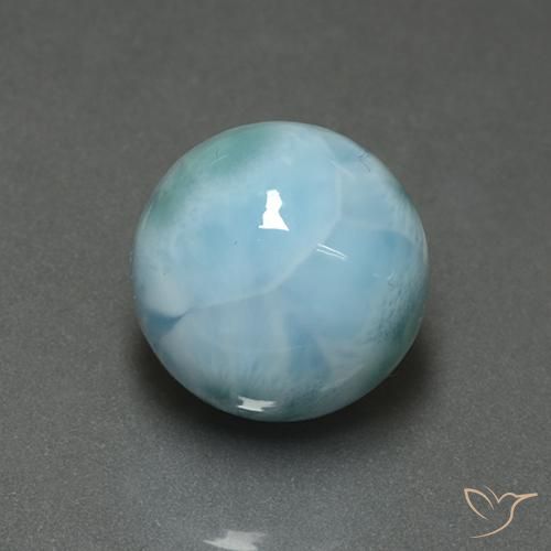 Larimar azul natural 7,32ct, corte redondo, opaco